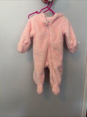 Carter's Soft Pink Fuzzy Hooded Baby One-Piece